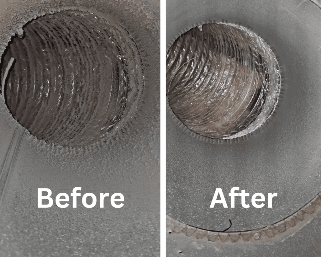Air duct cleaned before & after